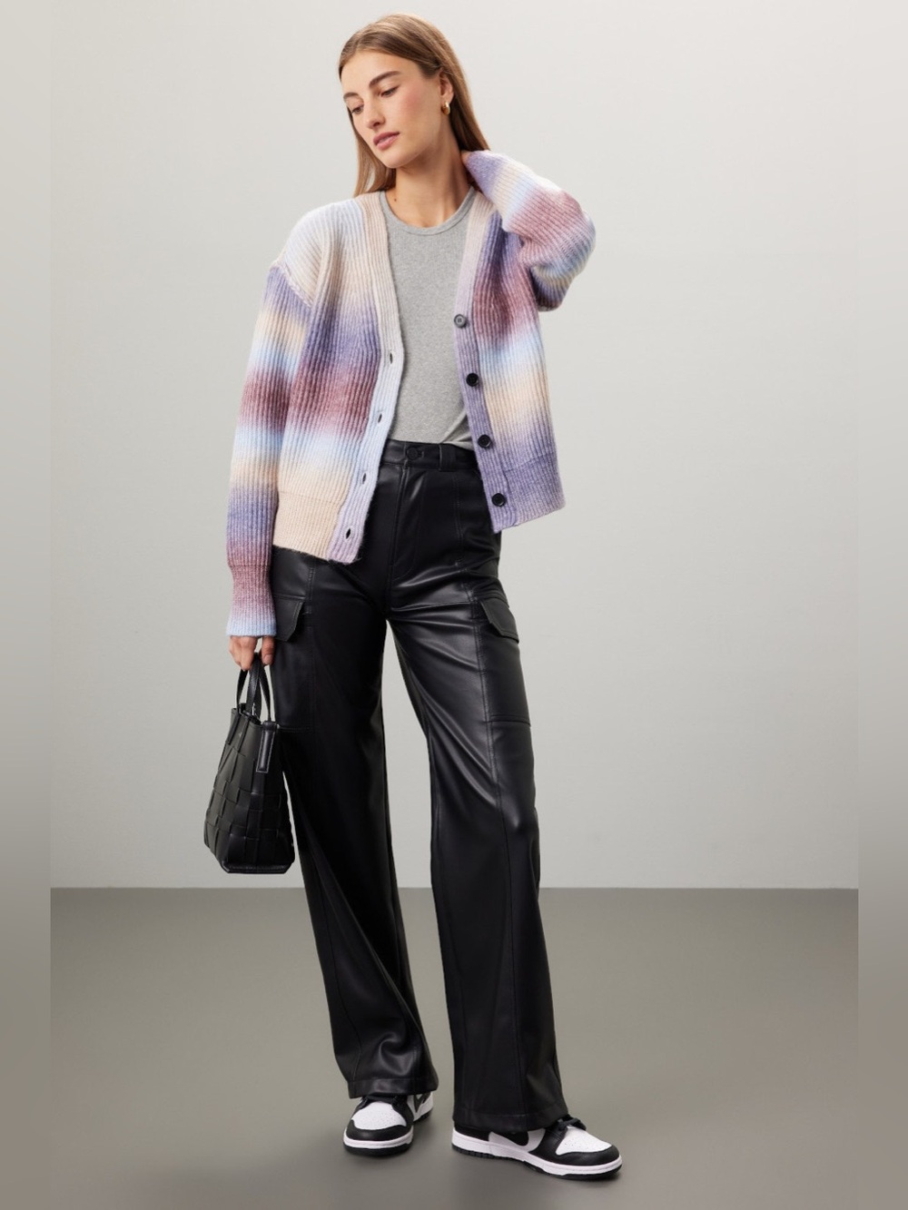 Gradient Ribbed Button-Front Cardigan Sweater - Pastel Multi - Picture 2 of 8